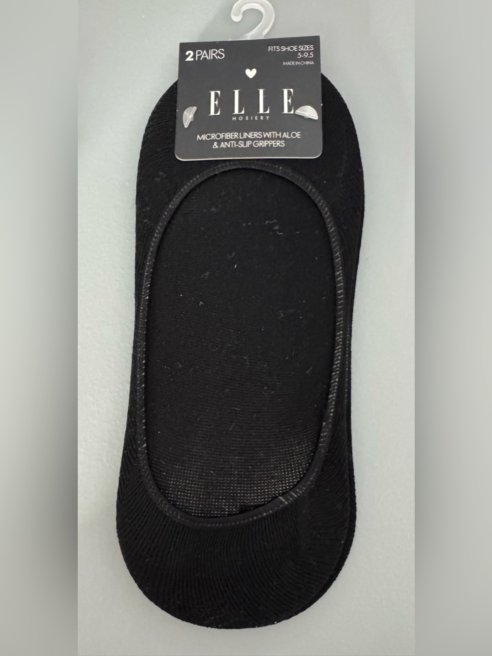 Elle Black No-Show Microfiber Liner Socks - 2 Pairs